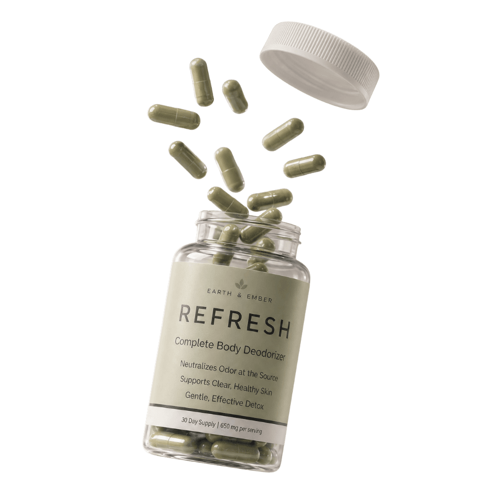 REFRESH bottle with capsules pouring out