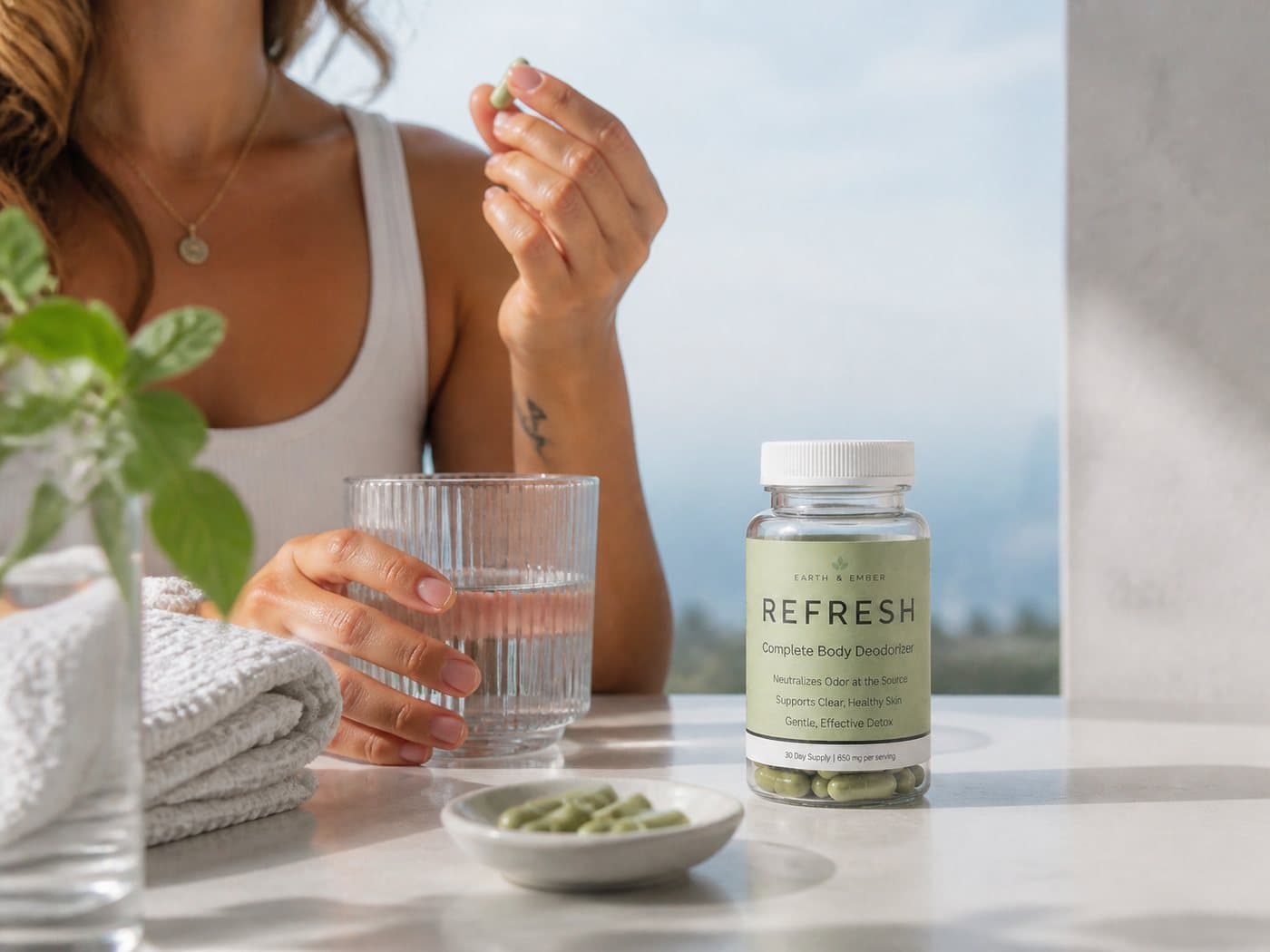Editorial detail image for How REFRESH fits with your deodorant, shower, brush, and breath spray.