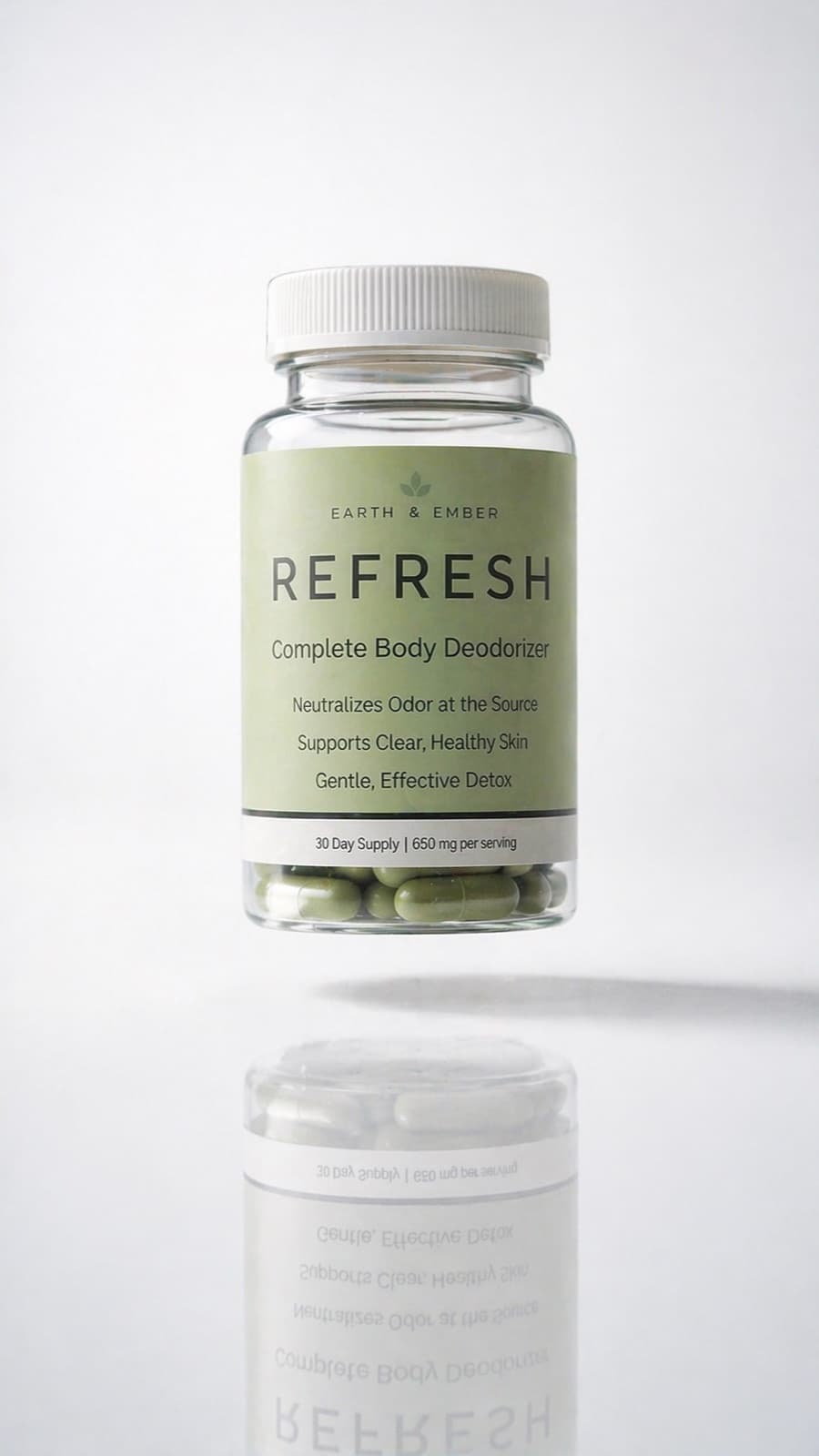 REFRESH bottle for internal deodorant comparison.