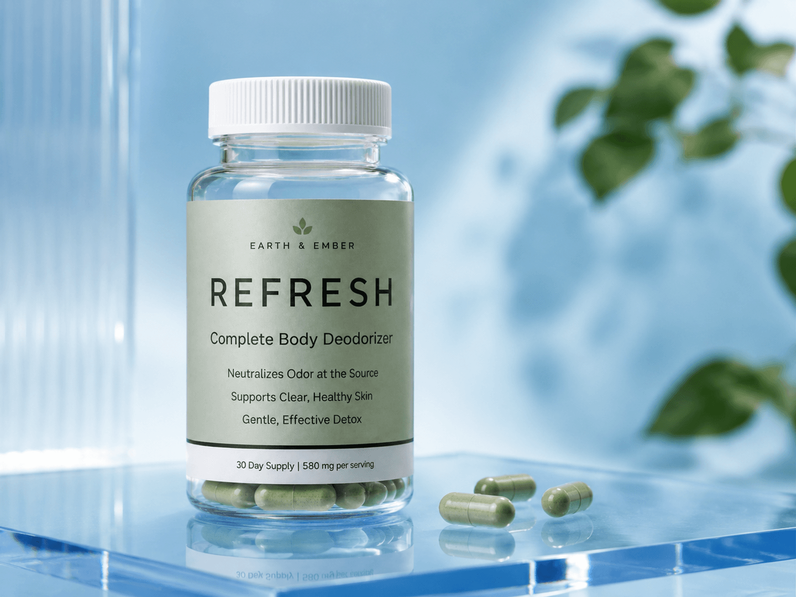 The REFRESH bottle: one month of daily capsules for the layer below the mouth.